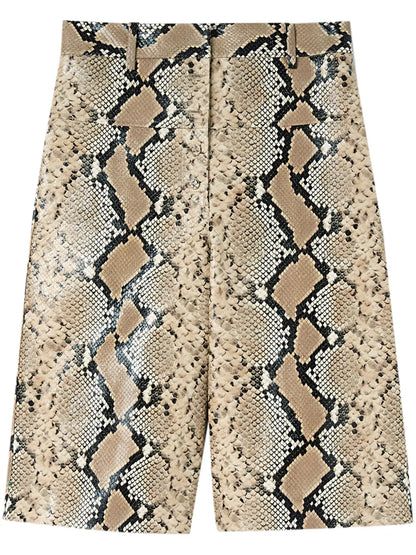 Python-Effect Leather Bermuda Shorts