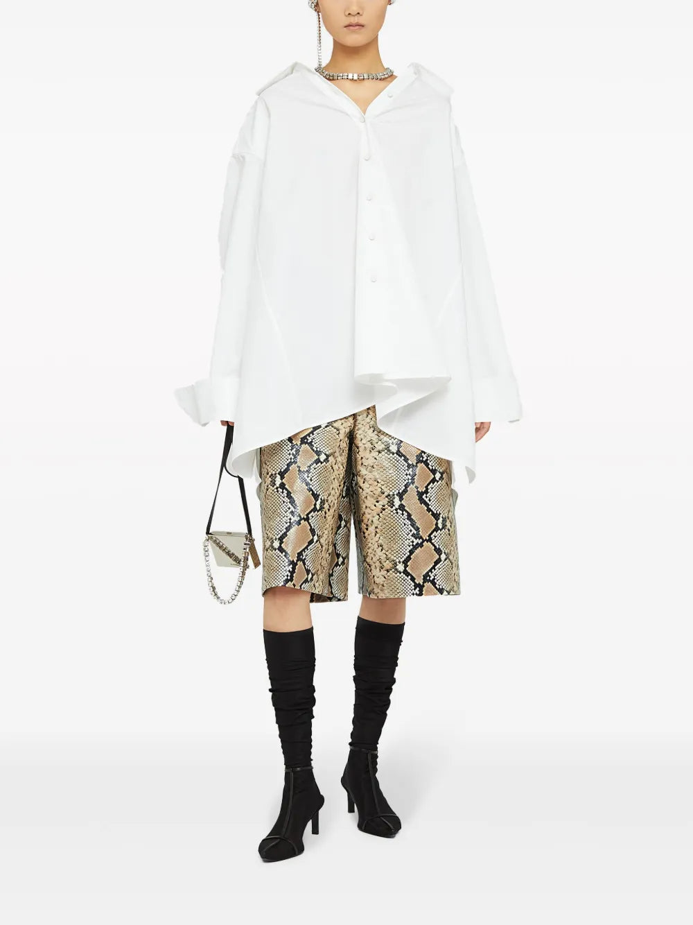 Python-Effect Leather Bermuda Shorts