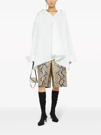 Python-Effect Leather Bermuda Shorts