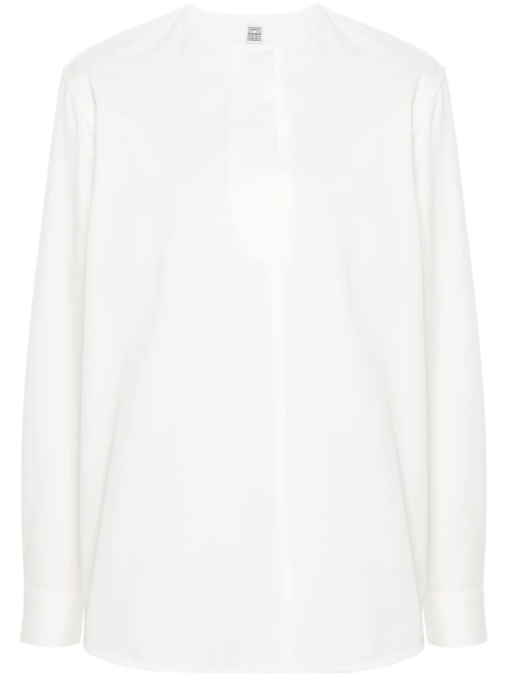 Collarless Twill Blouse