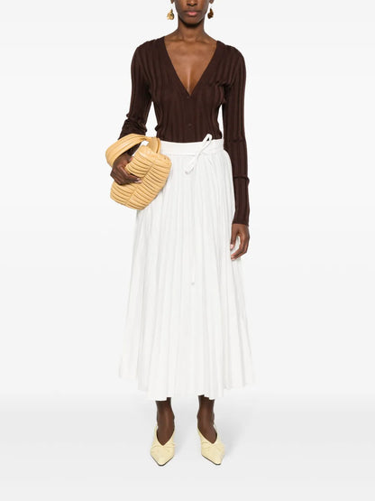 Plissé-Effect Linen-Blend Skirt