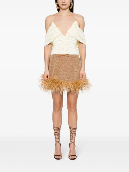 Feather-Trim Mini Skirt