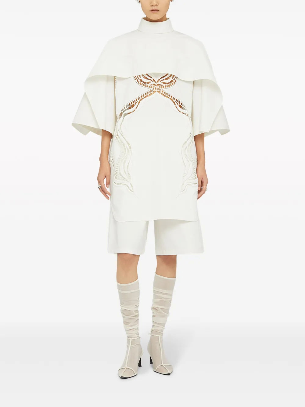 Lace-Detail Cotton-Silk Cape Top
