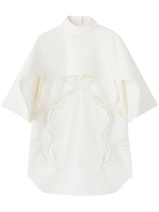 Lace-Detail Cotton-Silk Cape Top