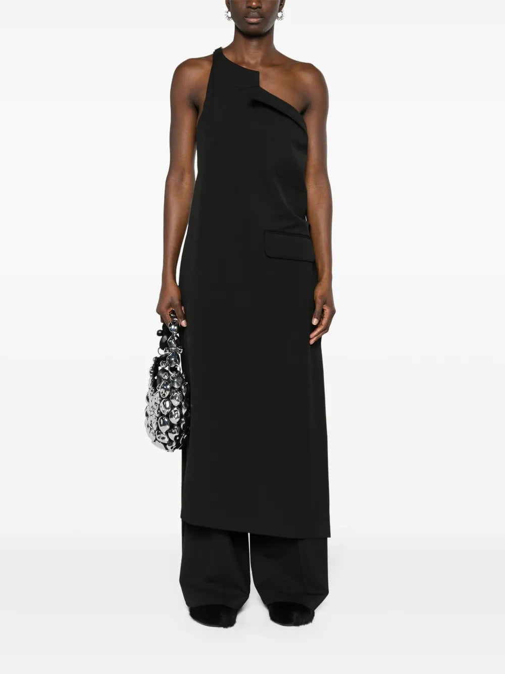 Asymmetric-Neck Twill Top