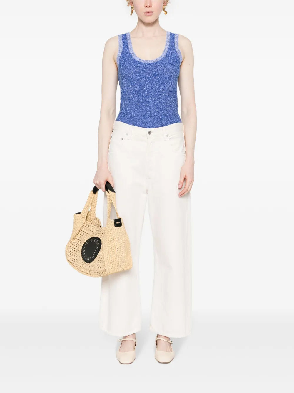 Logo-Embroidered Bouclé Top