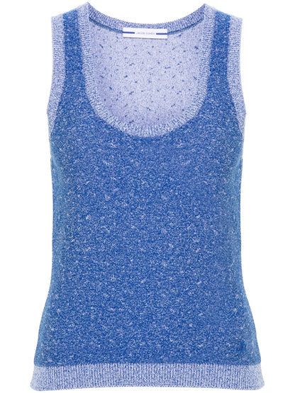 Logo-Embroidered Bouclé Top
