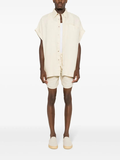 Drawstring-Waist Linen Shorts