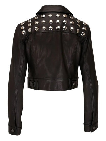 Eyelet-Detailed Leather Jacket