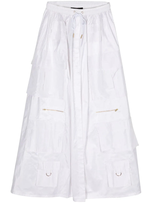 Drawstring-Waist Silk Cargo Skirt