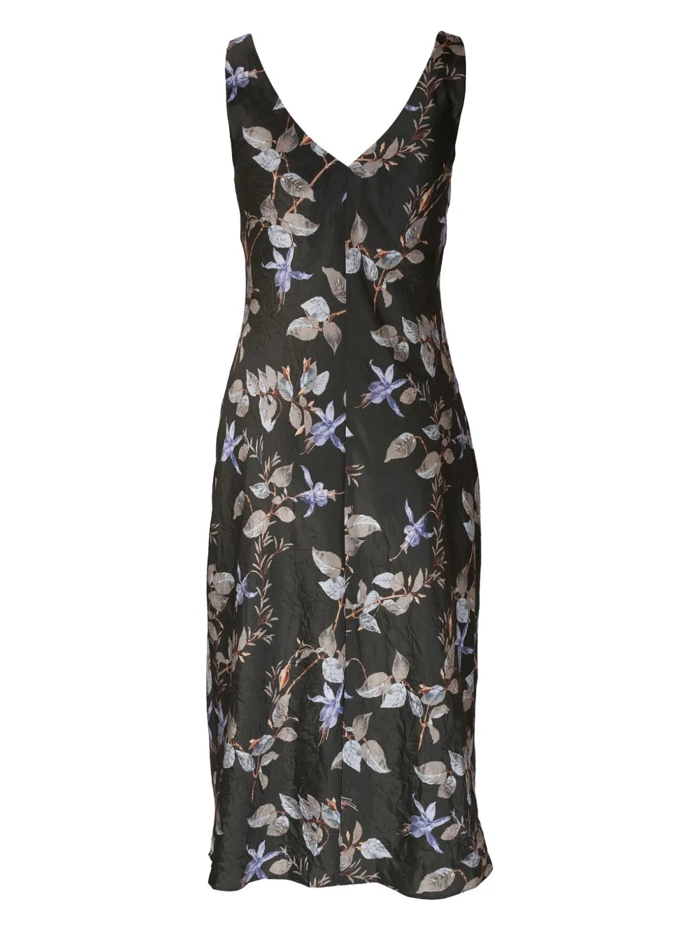 Floral-Print Satin Midi Dress