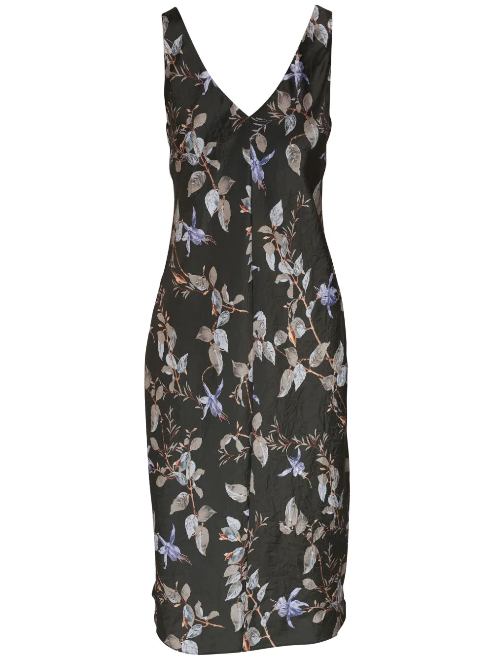 Floral-Print Satin Midi Dress