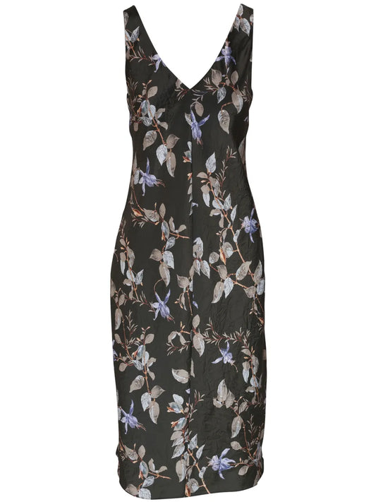 Floral-Print Satin Midi Dress