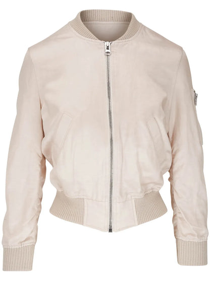 Zip-Up Linen Bomber Jacket