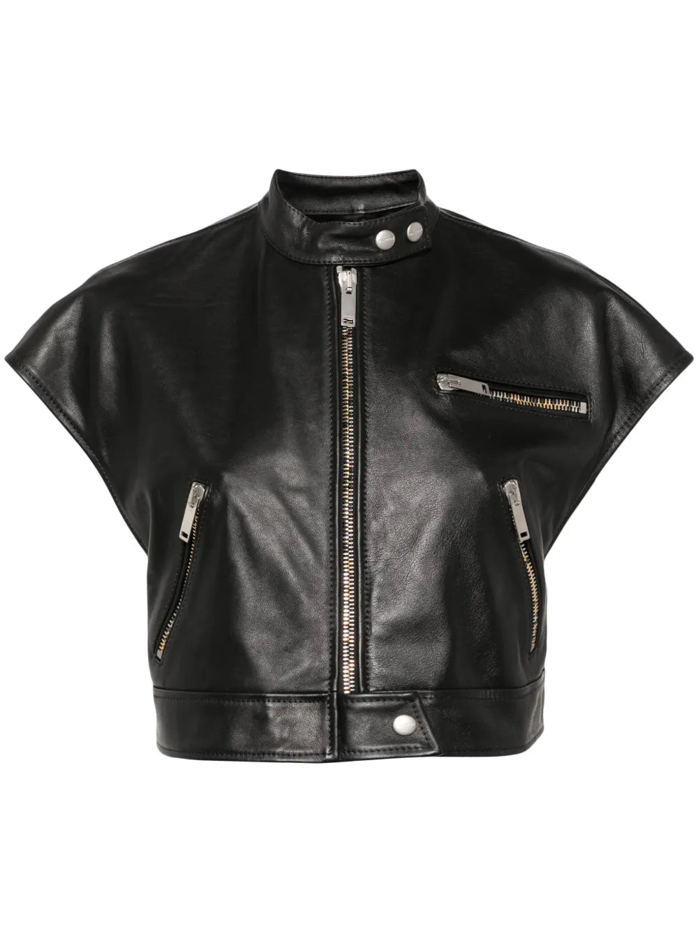 Short-Sleeve Cropped Biker Jacket