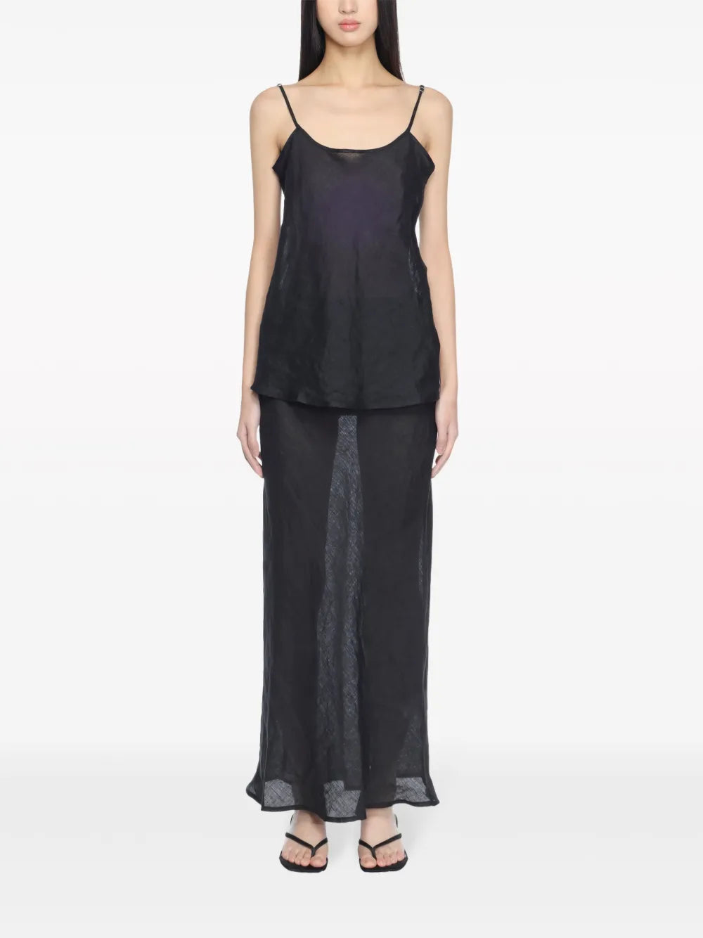 Semi-Sheer Linen Maxi Skirt