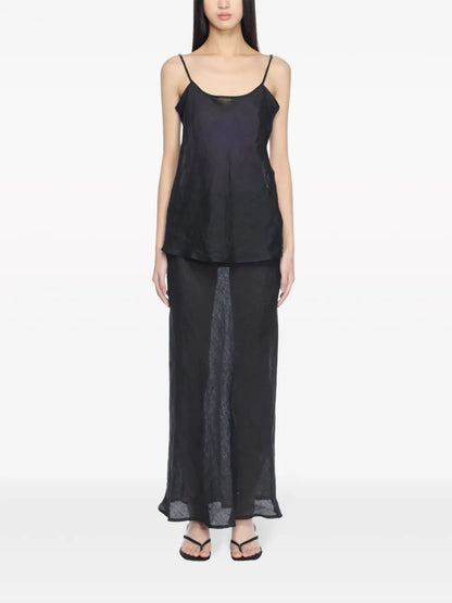 Semi-Sheer Linen Maxi Skirt