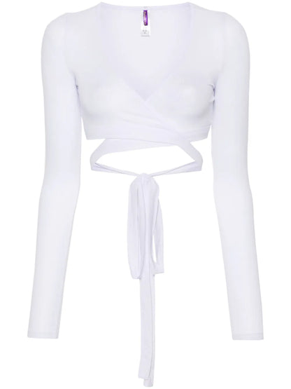 La Femme Amazone Ribbed Wrap Blouse