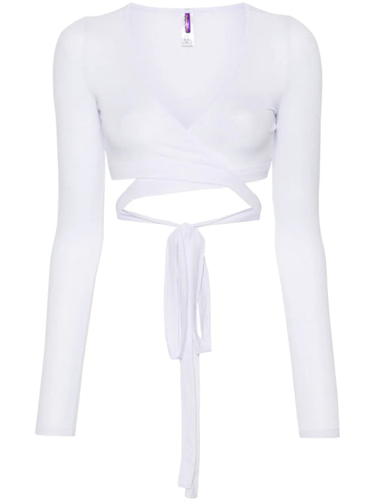 La Femme Amazone Ribbed Wrap Blouse
