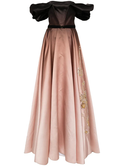 Gradient-Effect Off-Shoulder Dress