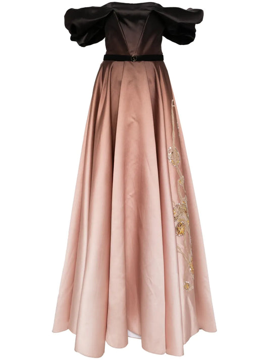 Gradient-Effect Off-Shoulder Dress