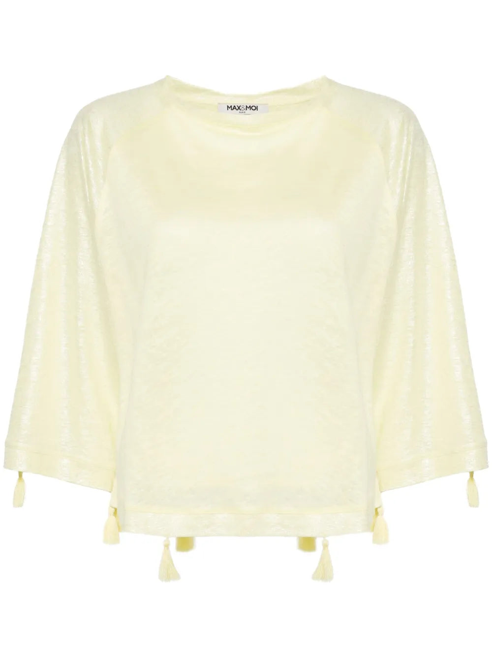 Tassel-Detail Linen Jersey Top