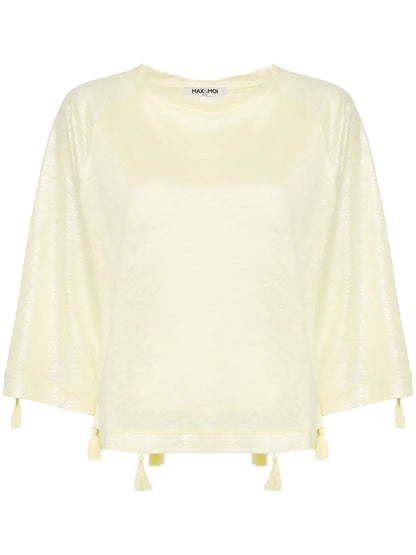 Tassel-Detail Linen Jersey Top