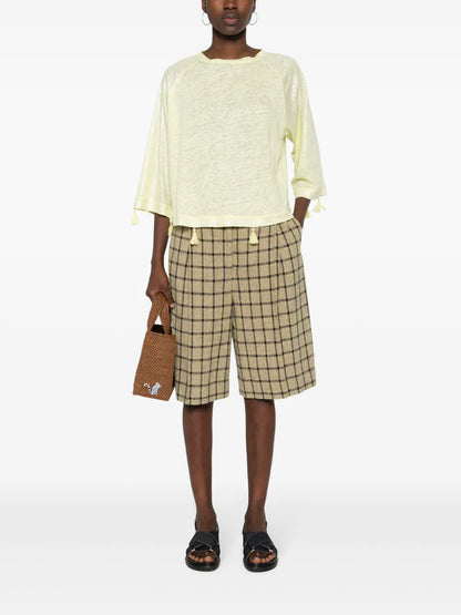 Tassel-Detail Linen Jersey Top