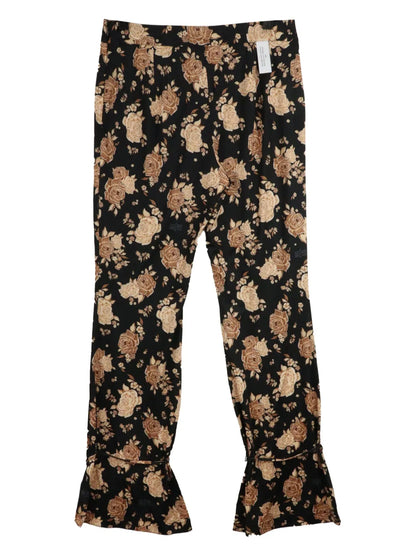 Rose-Print Tied-Hem Trousers