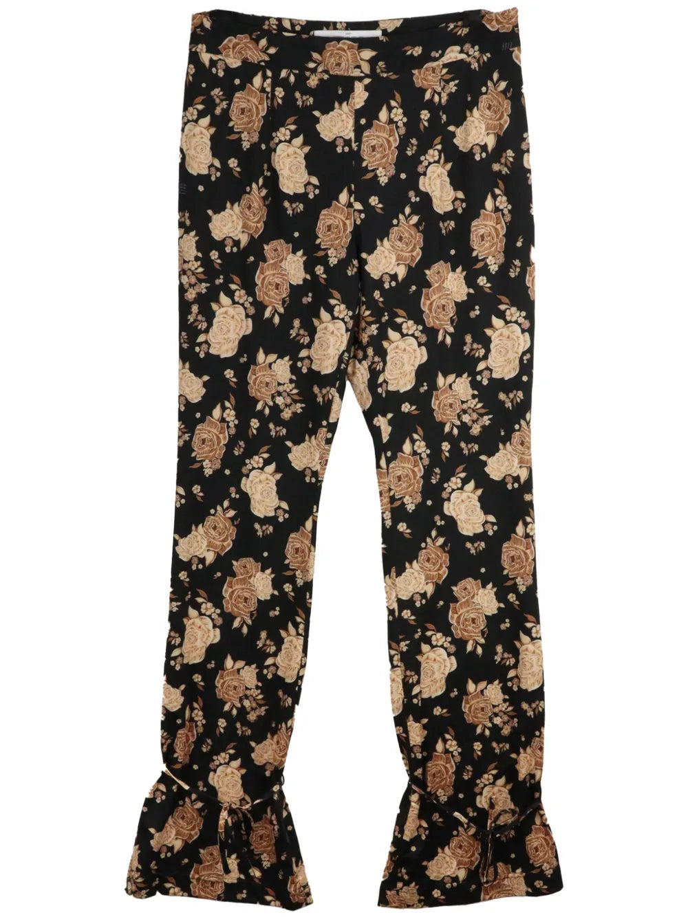 Rose-Print Tied-Hem Trousers
