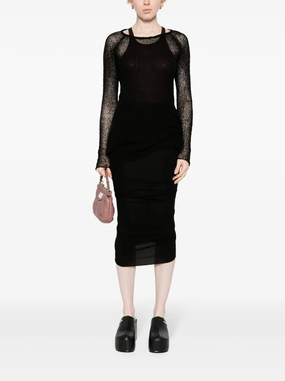 Shrimp Ruched Midi Skirt