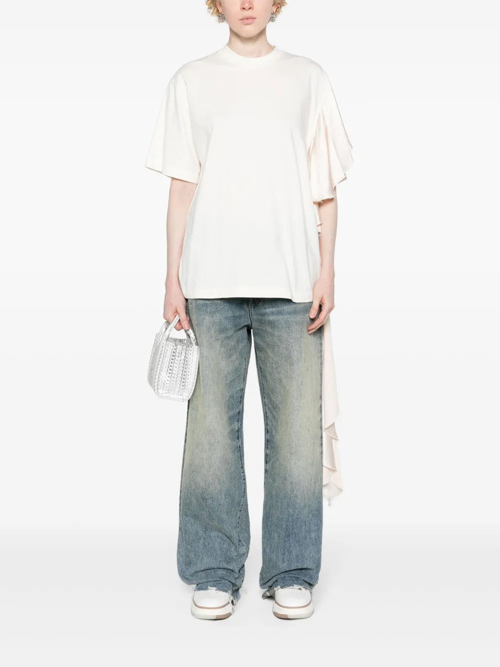 Draped-Sleeve Cotton T-Shirt