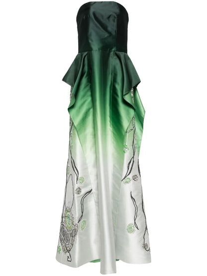 Gradient-Effect Taffeta Strapless Dress