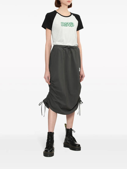 Drawstring-Fastening Midi Skirt
