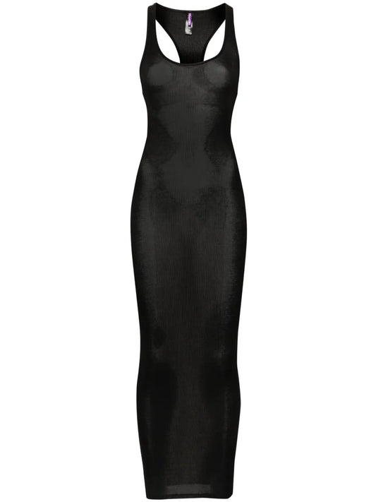 La Femme Amazone Ribbed Midi Dress