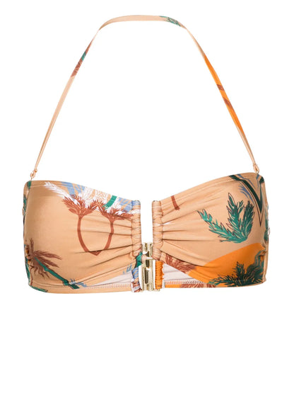 Palm Tree-Print Bikini Top