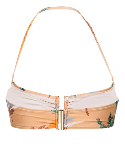 Palm Tree-Print Bikini Top