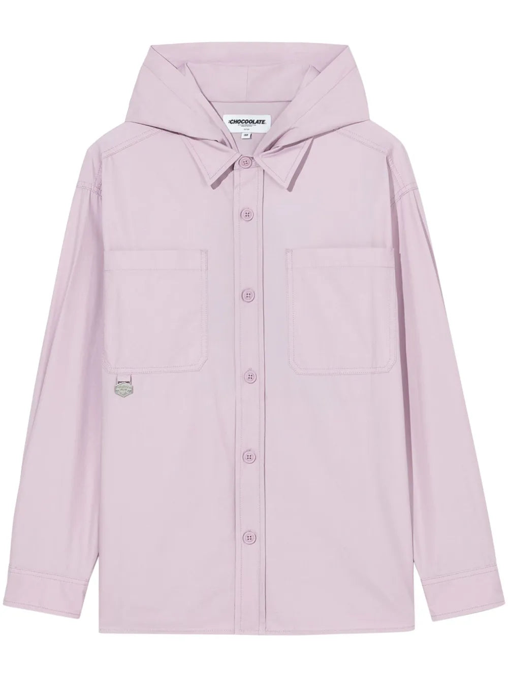 Embroidered Hooded Shirt Jacket