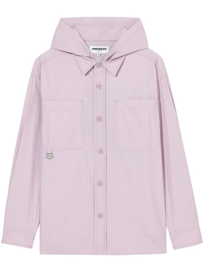 Embroidered Hooded Shirt Jacket