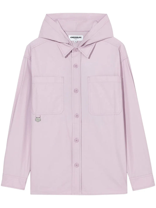 Embroidered Hooded Shirt Jacket