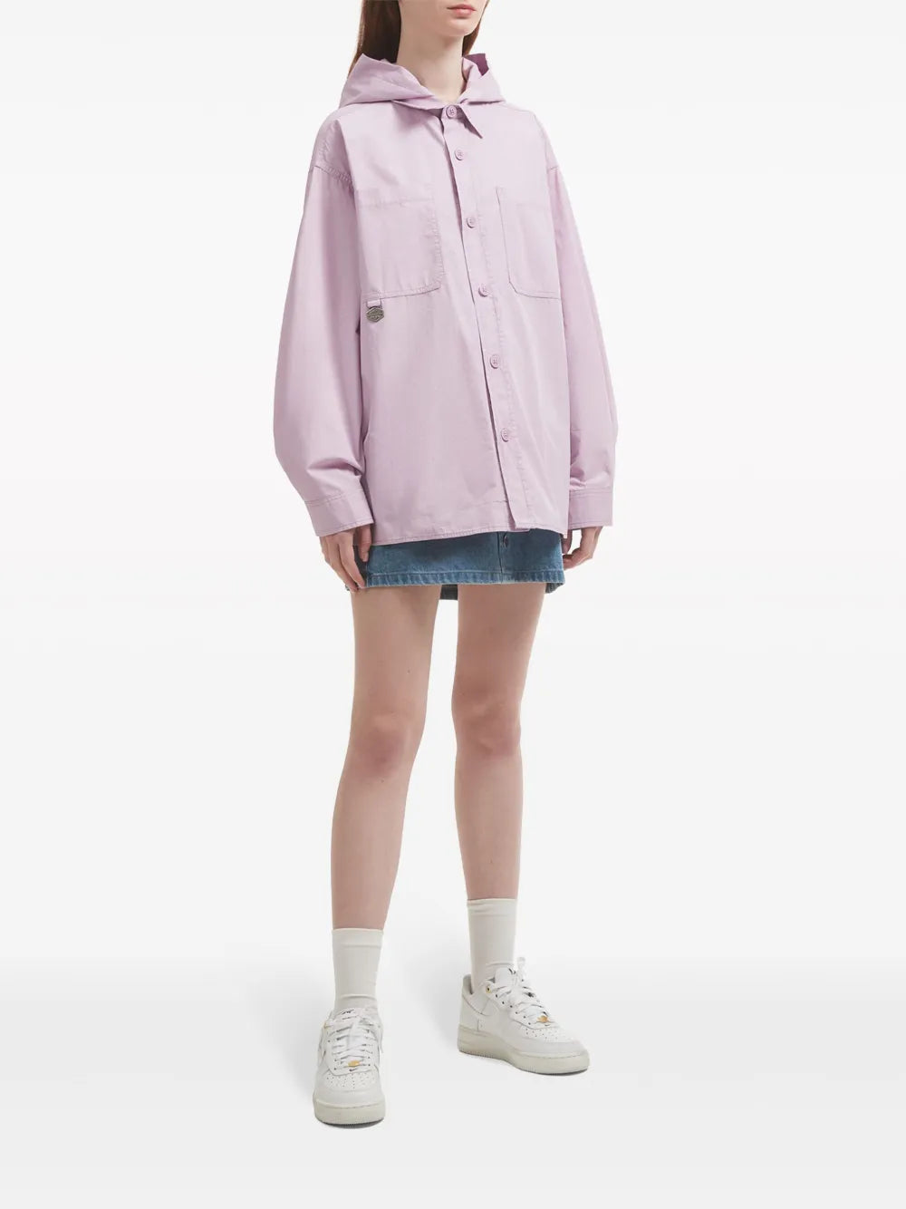 Embroidered Hooded Shirt Jacket