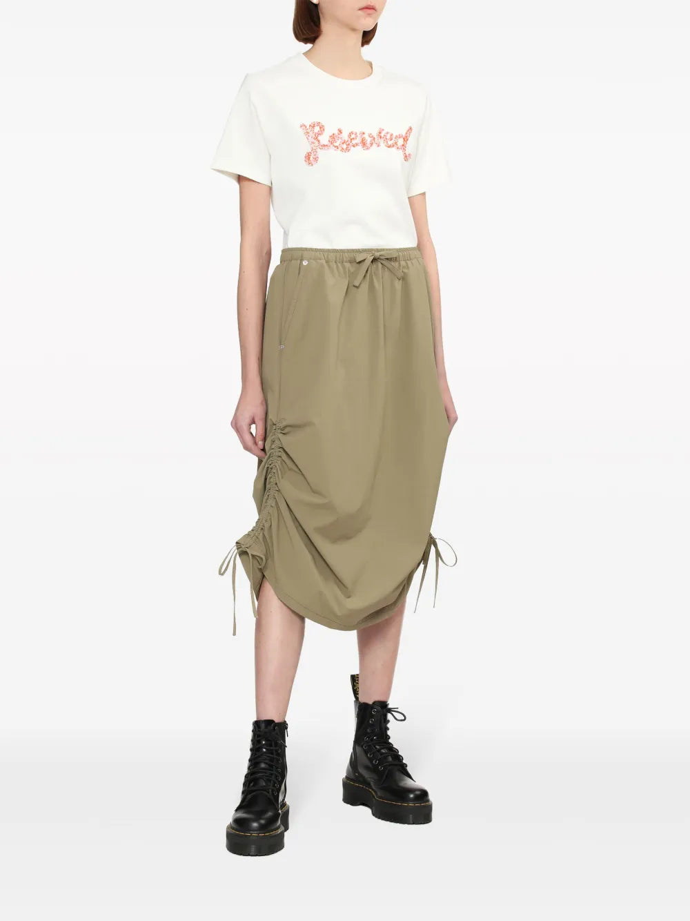 Drawstring-Fastening Midi Skirt