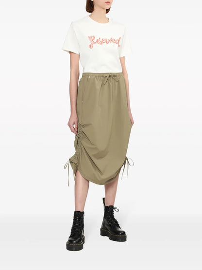 Drawstring-Fastening Midi Skirt