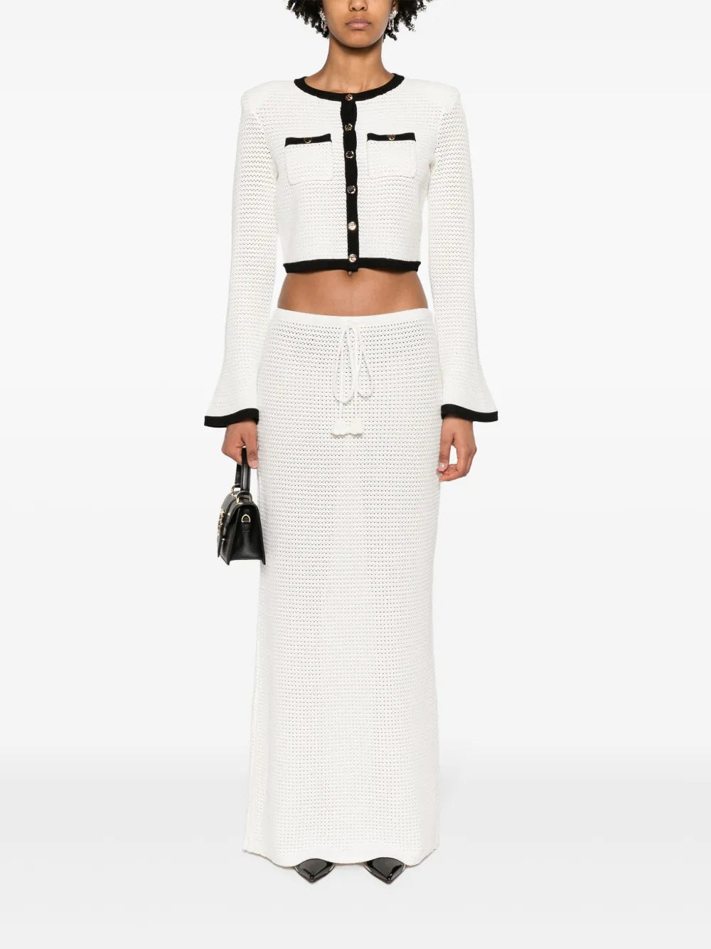 Sequinned Pointelle-Knit Maxi Skirt