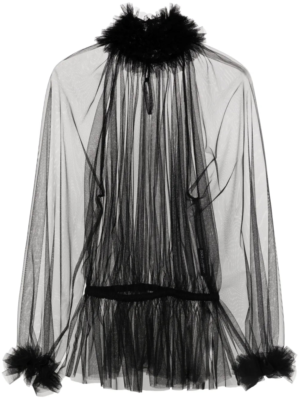 Ruffle-Trim Tulle Blouse