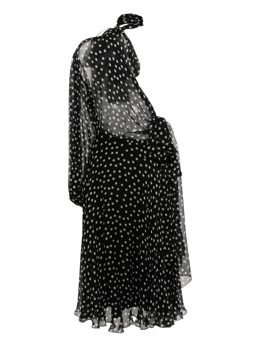 Polka-Dot Chiffon Midi Dress