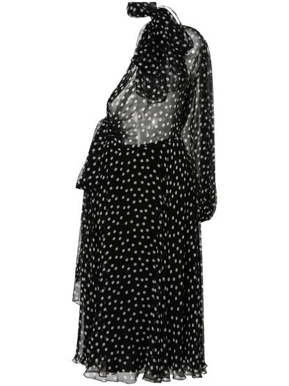 Polka-Dot Chiffon Midi Dress