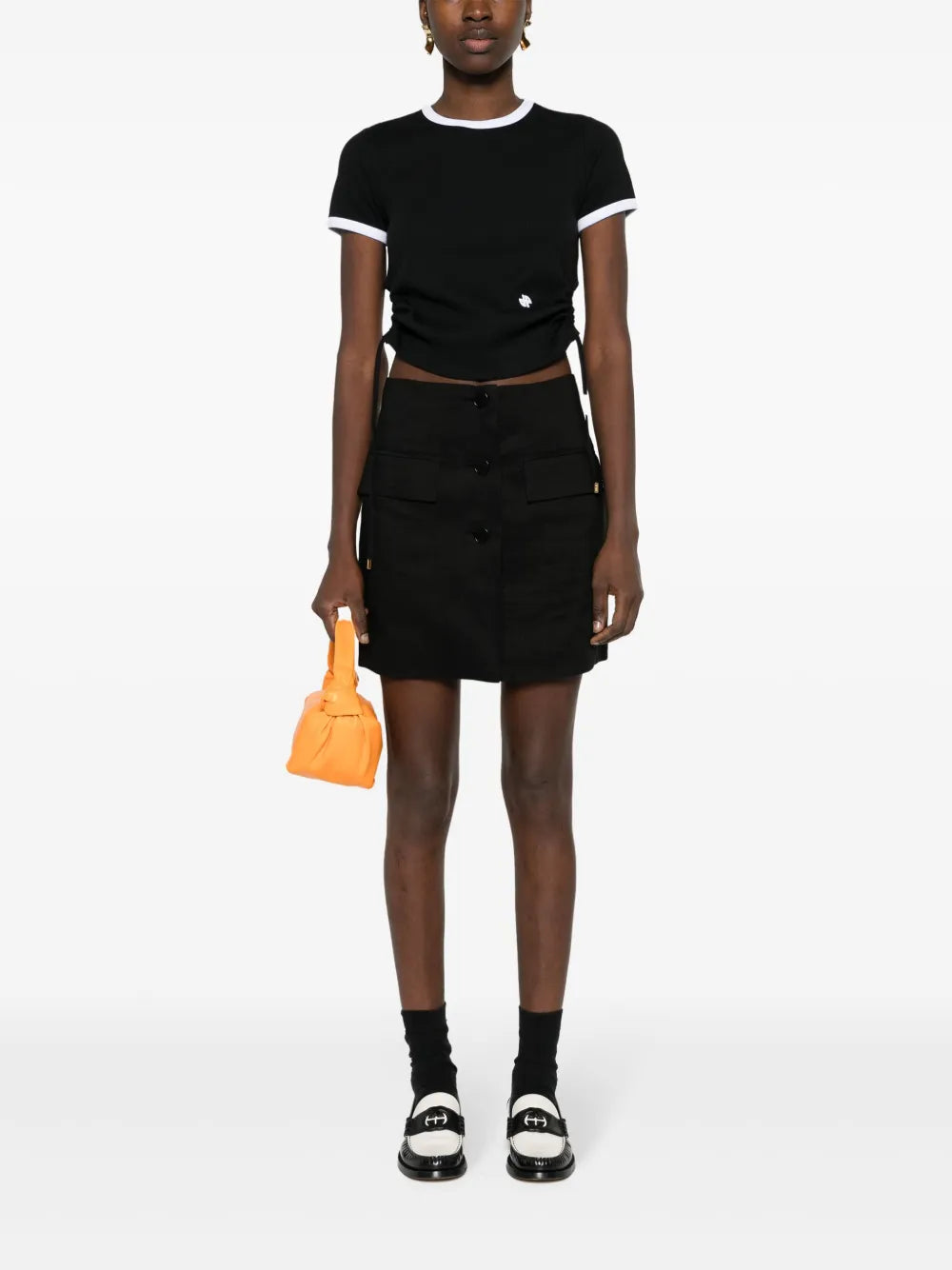 Ribbed-Knit Cut-Out T-Shirt
