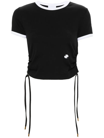 Ribbed-Knit Cut-Out T-Shirt