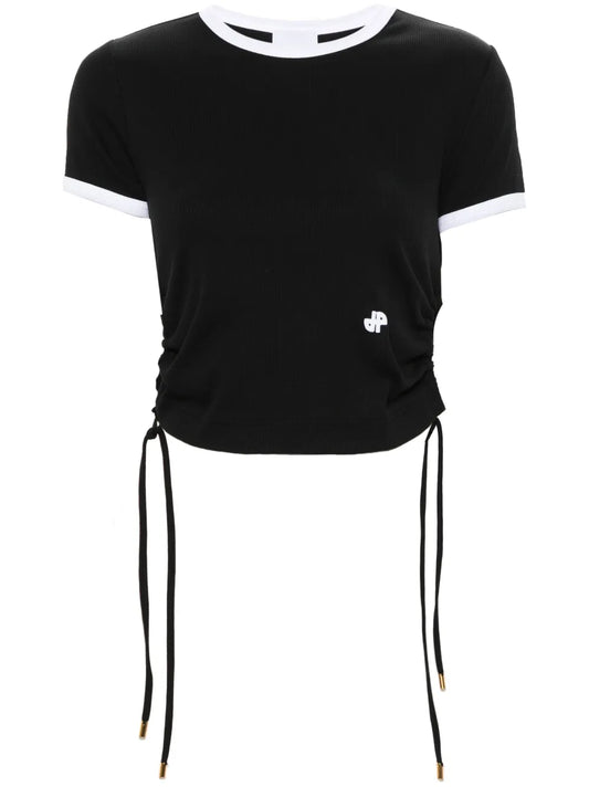 Ribbed-Knit Cut-Out T-Shirt